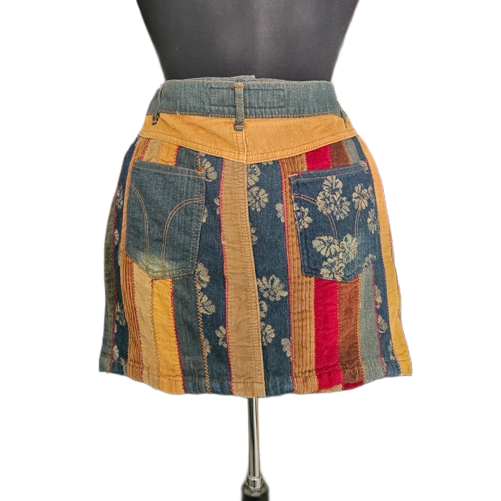 Striped Patchwork Mini Skirt NWT - image 2